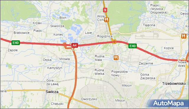 mapa Rudna Mała gmina Głogów Małopolski, Rudna Mała gmina Głogów Małopolski na mapie Targeo