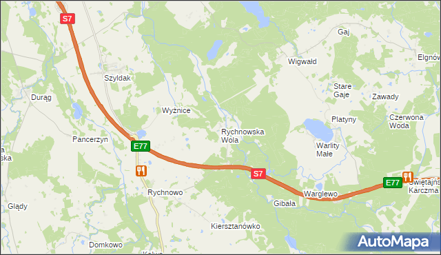 mapa Rychnowska Wola, Rychnowska Wola na mapie Targeo