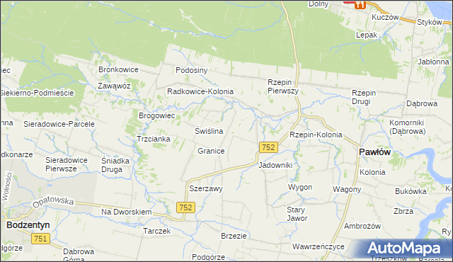 mapa Rzepinek gmina Pawłów, Rzepinek gmina Pawłów na mapie Targeo