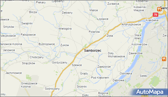 mapa Samborzec, Samborzec na mapie Targeo