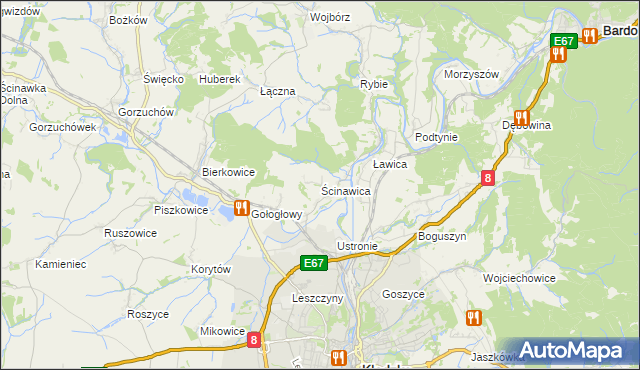 mapa Ścinawica, Ścinawica na mapie Targeo