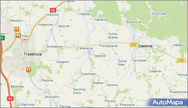 mapa Sędzice gmina Zawonia, Sędzice gmina Zawonia na mapie Targeo