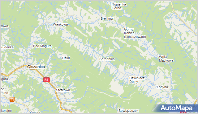 mapa Serednica, Serednica na mapie Targeo