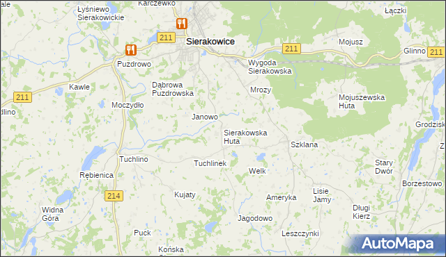 mapa Sierakowska Huta, Sierakowska Huta na mapie Targeo