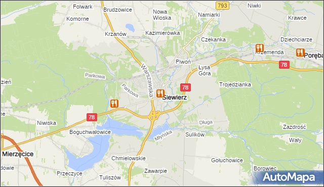 mapa Siewierz, Siewierz na mapie Targeo
