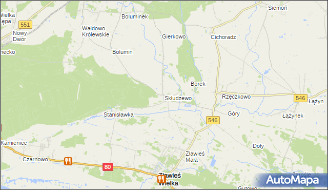 mapa Skłudzewo, Skłudzewo na mapie Targeo