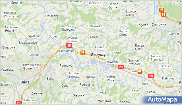 mapa Skołyszyn, Skołyszyn na mapie Targeo