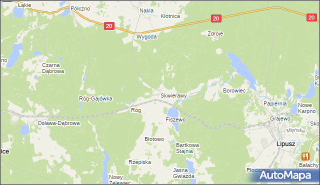 mapa Skwierawy, Skwierawy na mapie Targeo