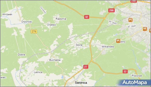 mapa Słone gmina Świdnica, Słone gmina Świdnica na mapie Targeo