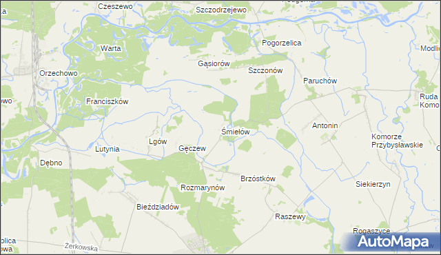 mapa Śmiełów, Śmiełów na mapie Targeo