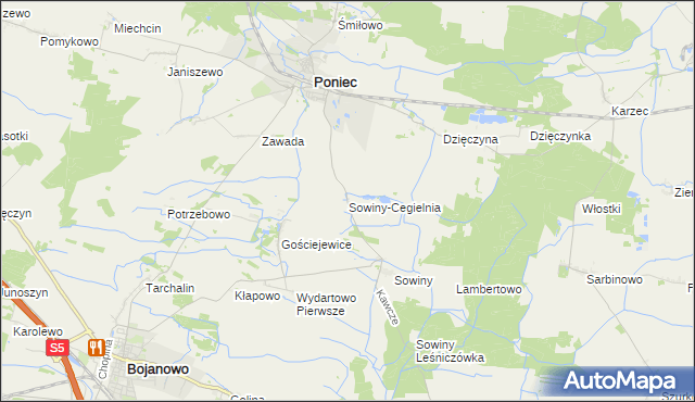 mapa Sowiny-Cegielnia, Sowiny-Cegielnia na mapie Targeo