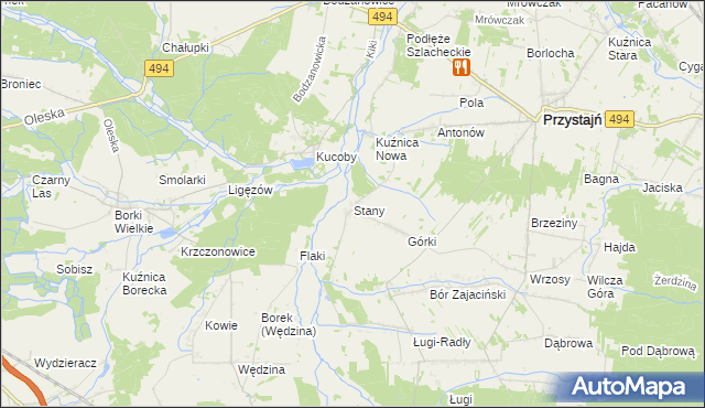 mapa Stany gmina Przystajń, Stany gmina Przystajń na mapie Targeo