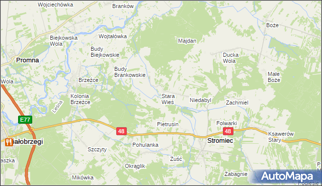 mapa Stara Wieś gmina Stromiec, Stara Wieś gmina Stromiec na mapie Targeo