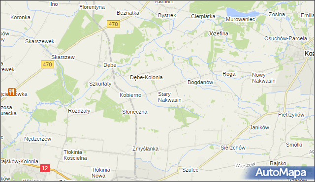 mapa Stary Nakwasin, Stary Nakwasin na mapie Targeo