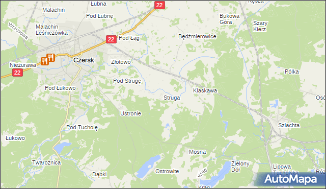 mapa Struga gmina Czersk, Struga gmina Czersk na mapie Targeo