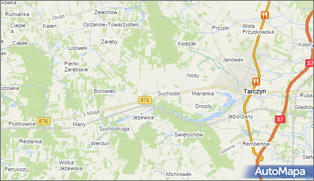 mapa Suchodół gmina Tarczyn, Suchodół gmina Tarczyn na mapie Targeo