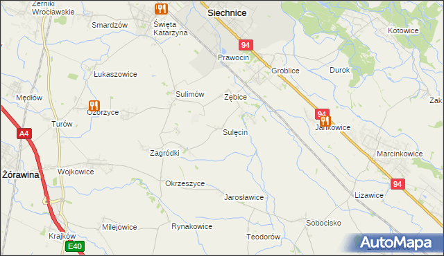 mapa Sulęcin gmina Siechnice, Sulęcin gmina Siechnice na mapie Targeo