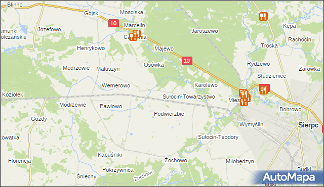 mapa Sułocin-Towarzystwo, Sułocin-Towarzystwo na mapie Targeo