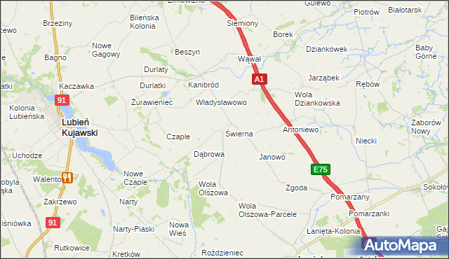 mapa Świerna, Świerna na mapie Targeo