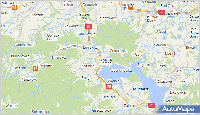 mapa Świnna Poręba, Świnna Poręba na mapie Targeo