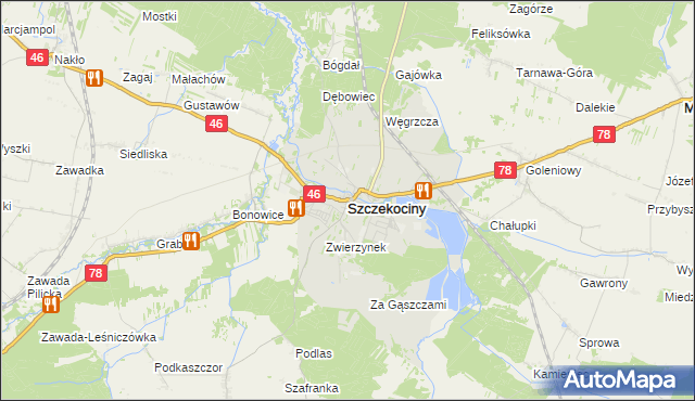 mapa Szczekociny, Szczekociny na mapie Targeo