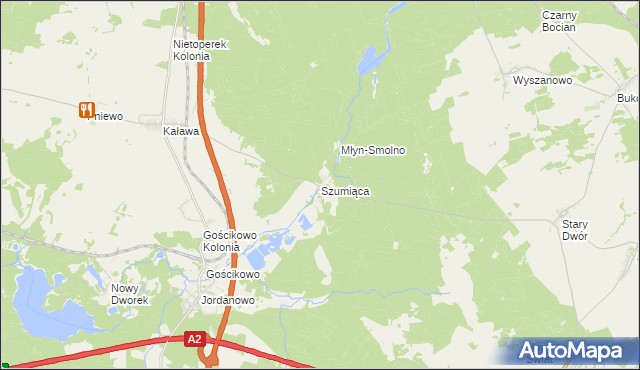mapa Szumiąca gmina Międzyrzecz, Szumiąca gmina Międzyrzecz na mapie Targeo