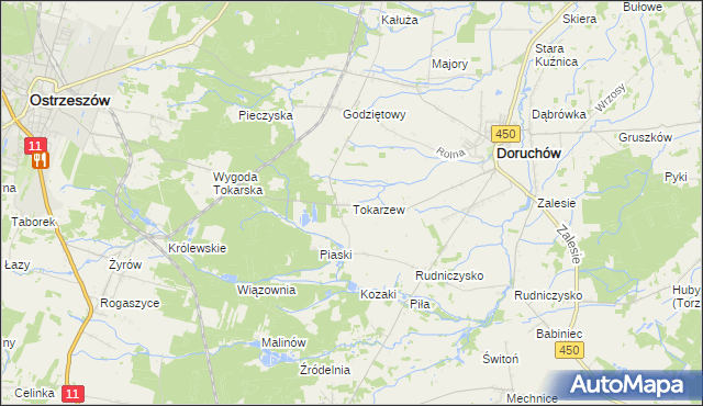 mapa Tokarzew gmina Doruchów, Tokarzew gmina Doruchów na mapie Targeo
