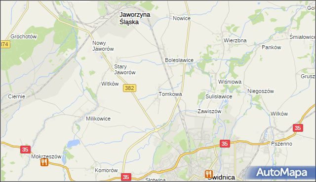 mapa Tomkowa, Tomkowa na mapie Targeo