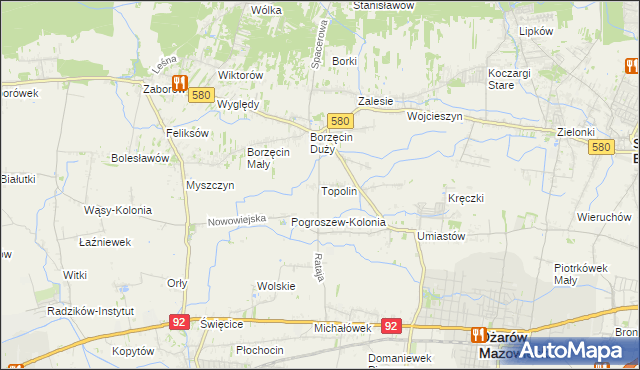 mapa Topolin gmina Stare Babice, Topolin gmina Stare Babice na mapie Targeo