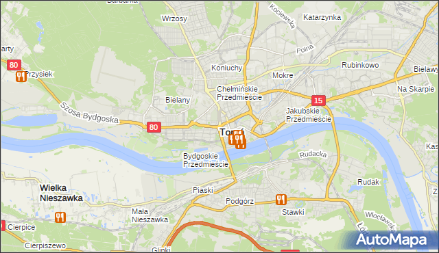 mapa Torunia, Toruń na mapie Targeo