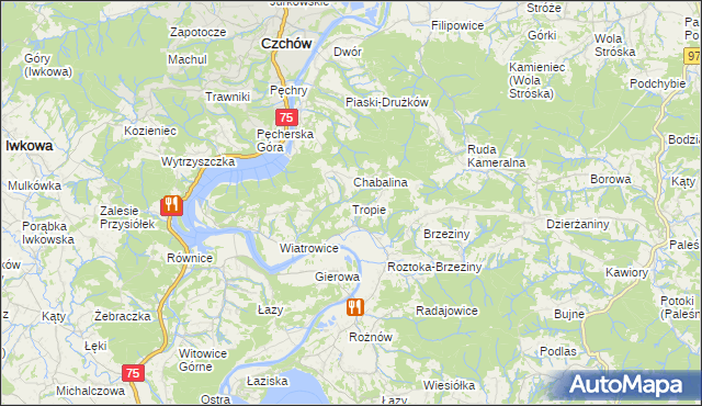 mapa Tropie gmina Gródek nad Dunajcem, Tropie gmina Gródek nad Dunajcem na mapie Targeo