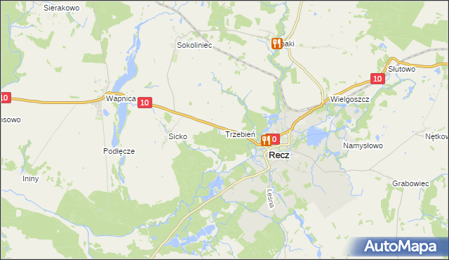 mapa Trzebień gmina Recz, Trzebień gmina Recz na mapie Targeo