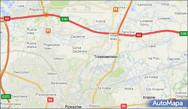 mapa Trzebownisko, Trzebownisko na mapie Targeo