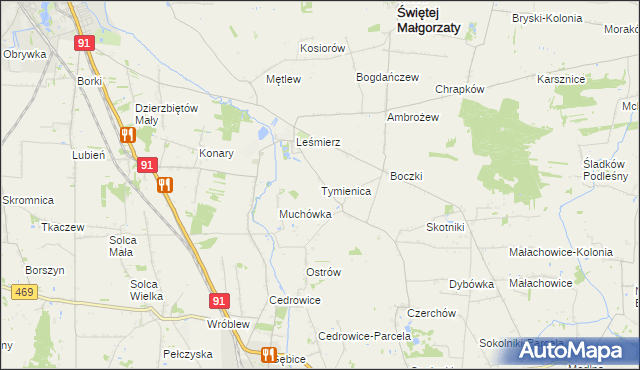 mapa Tymienica, Tymienica na mapie Targeo