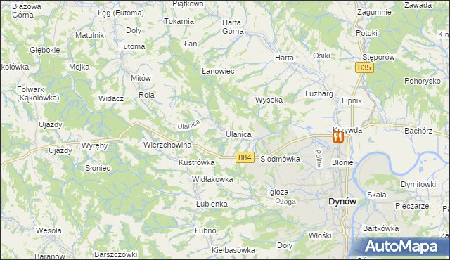 mapa Ulanica, Ulanica na mapie Targeo