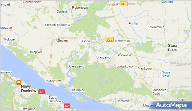 mapa Ulaszewo, Ulaszewo na mapie Targeo