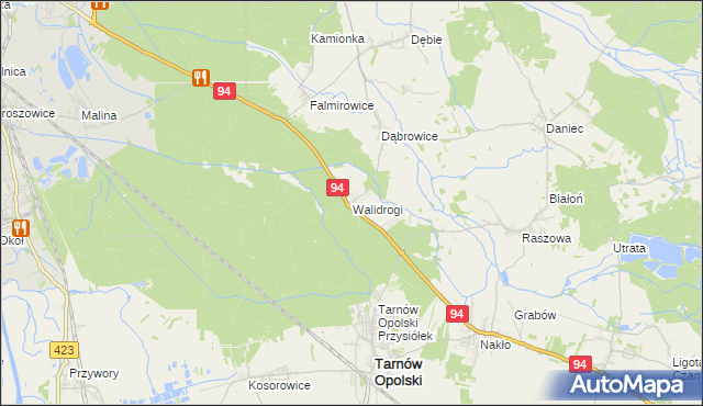 mapa Walidrogi, Walidrogi na mapie Targeo