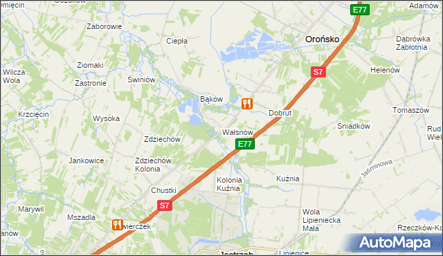 mapa Wałsnów, Wałsnów na mapie Targeo