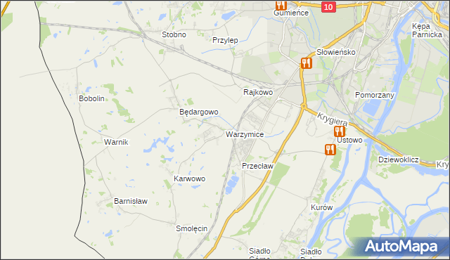 mapa Warzymice, Warzymice na mapie Targeo
