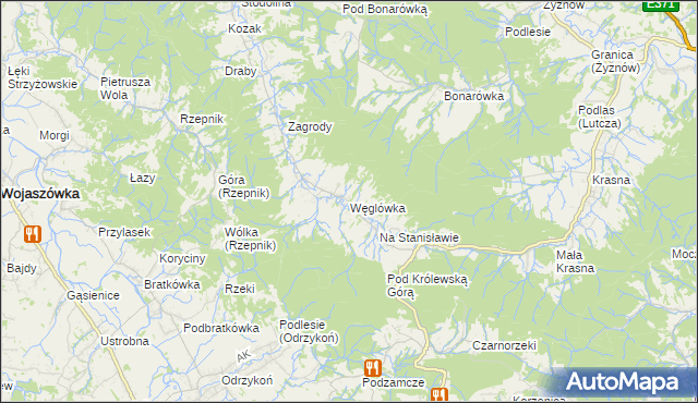 mapa Węglówka gmina Korczyna, Węglówka gmina Korczyna na mapie Targeo