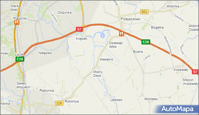 mapa Weselno, Weselno na mapie Targeo