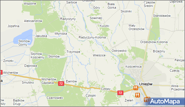 mapa Wieścice, Wieścice na mapie Targeo