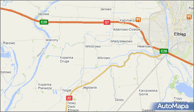 mapa Wikrowo gmina Gronowo Elbląskie, Wikrowo gmina Gronowo Elbląskie na mapie Targeo