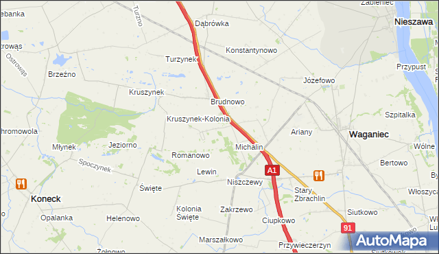mapa Wiktoryn gmina Waganiec, Wiktoryn gmina Waganiec na mapie Targeo
