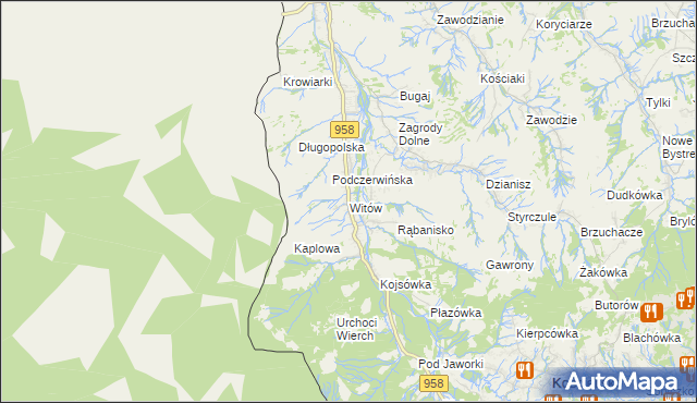 mapa Witów gmina Kościelisko, Witów gmina Kościelisko na mapie Targeo