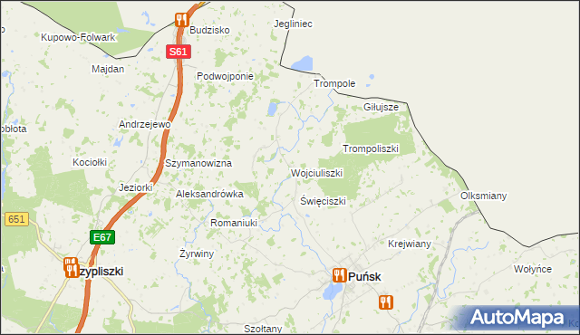 mapa Wojciuliszki, Wojciuliszki na mapie Targeo