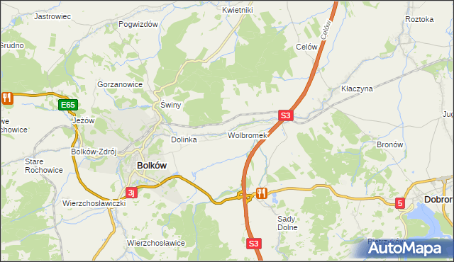 mapa Wolbromek, Wolbromek na mapie Targeo