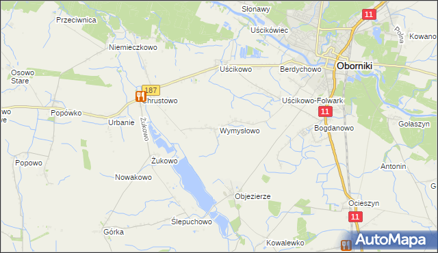 mapa Wymysłowo gmina Oborniki, Wymysłowo gmina Oborniki na mapie Targeo