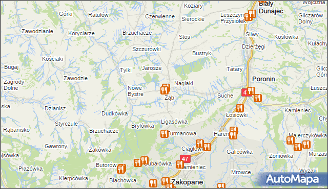 mapa Ząb, Ząb na mapie Targeo