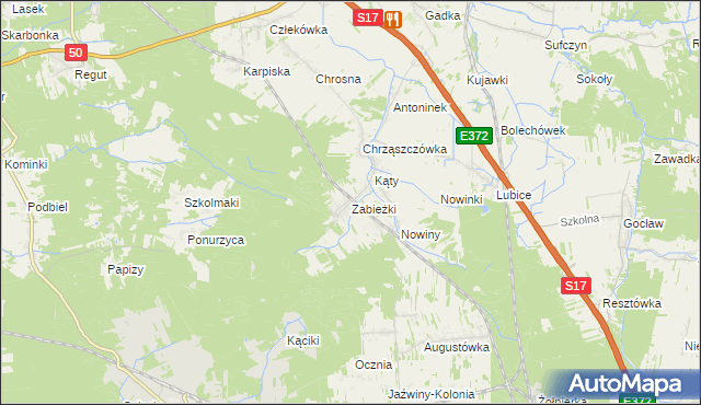 mapa Zabieżki, Zabieżki na mapie Targeo